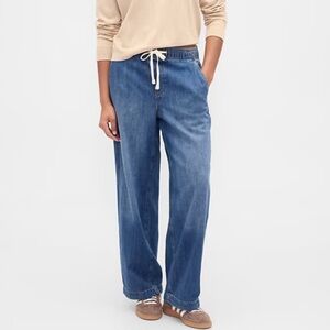 Gap High Rise Wide-Leg Pull on Jeans Dark Denim Small New with Tag